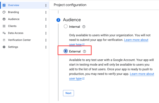 Figure 10 - External app setup