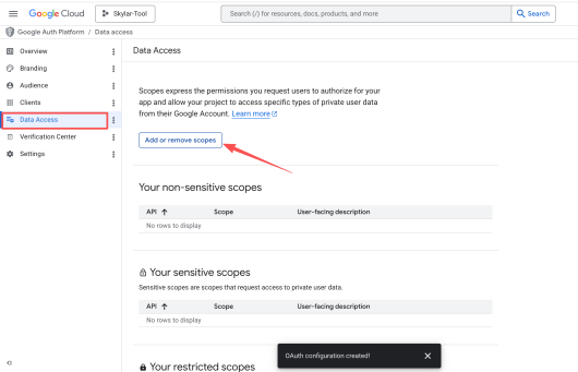 Figure 11 - Add OAuth scopes