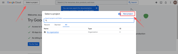 Figure 3 - Create a new Google Cloud project